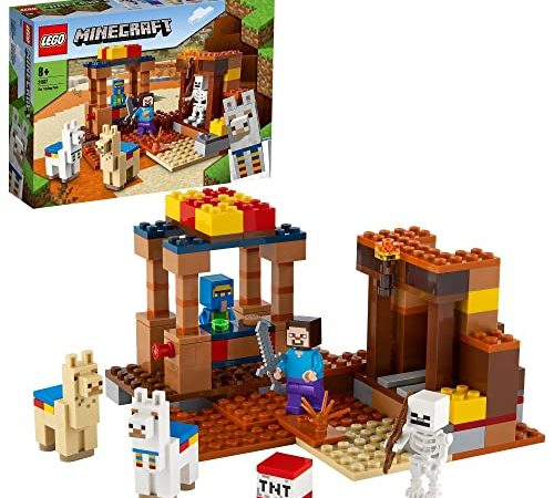 LEGO Minecraft Il Trading Post, Set da Costruzione con Figure di Steve, Scheletro e 2 Lama, Giocattoli per Bambini di 8 Anni, 21167