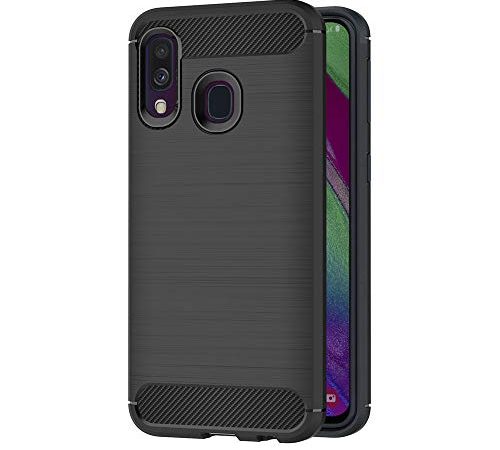 AICEK Cover Compatible Samsung Galaxy A40, Nero Custodia Samsung A40 Silicone Molle Black Cover per Galaxy A40 Soft TPU Case (5.9 Pollici)