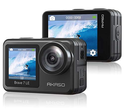 AKASO Brave 7 Le Action Cam 4K30FPS 20MP WiFi,Fotocamera Sportiva con Touch Screen IPX7 Resistente all'Acqua,Fotocamera Impermeabile con Doppio Schermo e Telecomando per Nuoto,Surf e Immersioni