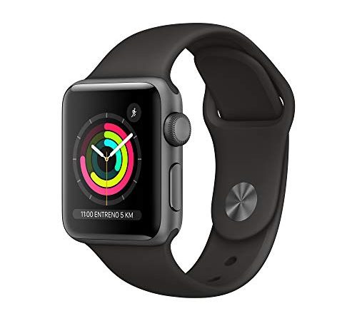 Apple Watch Series 3 (GPS, 38 mm) Cassa in Alluminio Grigio Siderale e Cinturino Sport Nero