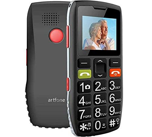 Artfone C1 Telefono Cellulare per Anziani con Tasti Grandi | Funzione SOS | 1.77" Display | Doppia SIM | Chiamata Rapida | Torcia | Radio Suono Alto | Batteria Lunga Durata