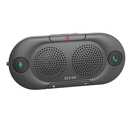 Besign BK06 Kit Vivavoce Bluetooth per Auto, per Chiamate Viva voce, GPS e Musica, Supporto per aletta Parasole, Auto Accensione, con altoparlante potente da 2 X 2W, Connettività Dual Link