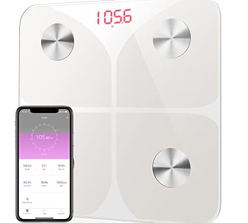 Bilancia Pesapersone Digitale Bilancia Pesapersone Impedenziometrica Senza Fili Intelligente per IOS e Android Integrata con 13 Indici di Misurazione Massa Grassa, Massa Magra e Metabolismo Basale