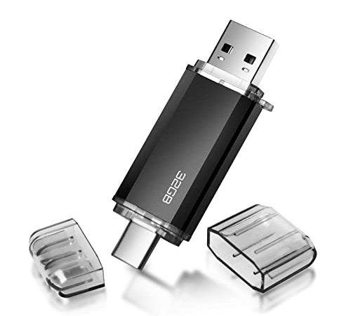 Chiavetta USB 32 Giga, Bifrost Tipo C Pendrive 32gb 2-in-1 OTG Pennetta USB 32 GB Portatile USB C Flash Drive per PC, Tablet, Laptop, Smartphone con Type-C, etc (Nero)