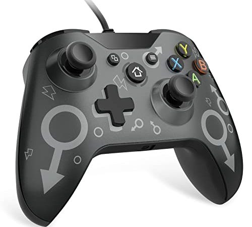 Controller Xbox One Cablato, Controller Xbox Design Ergonomico Joystick per PC Doppia Vibrazione [Nero]