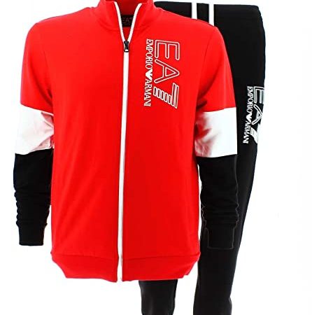 Emporio Armani EA7 TUTA FELPA PRIMAVERILE FULL ZIP UOMO MAN SPORT 3LPV75 PJ05Z Taglia L Colore principale Red-Black