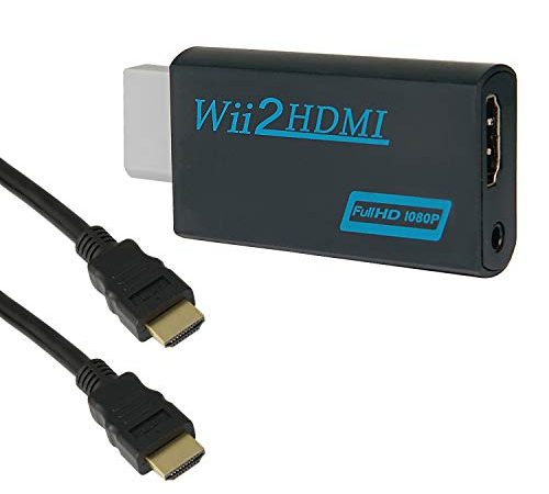 Goldoars Convertitore da Wii a HDMI Adattatore Wii a HDMI 720P/1080P e jack audio da 3,5 mm cavo HDMI da 1,5 m - Supporta tutte le modalità di visualizzazione Wii (Nero)