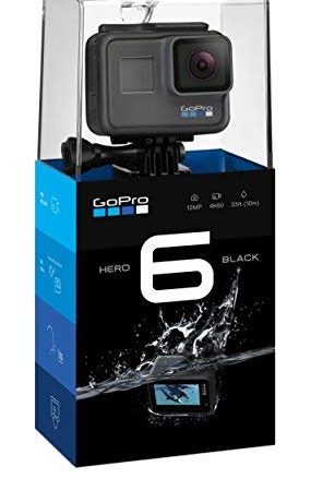 GoPro HERO6 Videocamera di azione (4K, 12 MP, robusta e sommergibile fino a 10 m senza custodia, touchscreen da 2 "), Nero