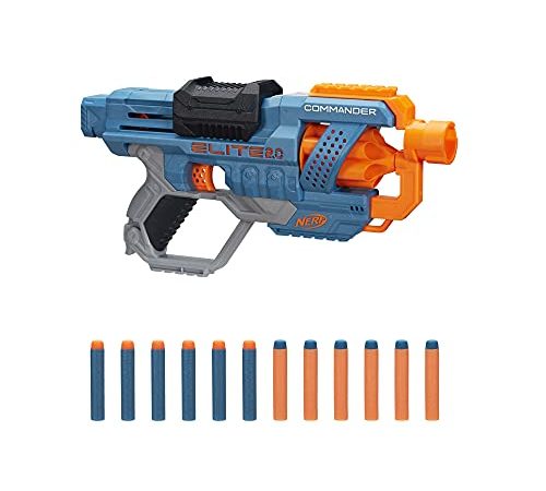 Hasbro Nerf Elite 2.0-Commander RD-6 (blaster con tamburo rotante e 12 dardi inclusi), Multicolore, 6.7 x 36.2 x 24.1 cm