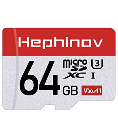 Hephinov Scheda Micro SD 64GB, Scheda di Memoria fino a 100 MB/s(R) 30MB/s(W), microSDXC A1, U3, C10, V30, 4K, UHS-I, Micro SD Card per Telefono, Videocamera, Switch, Gopro, Tablet