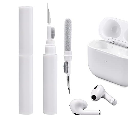 ICARER Clean Kit per AirPods 3 AirPods Pro AirPods 2 AirPods 1, 3 in 1 Kit di Pulizia per Auricolari Multifunzione Strumento Spazzola Morbida Floccaggio Spugna per AirPods iPhone Fotocamera (Bianco)