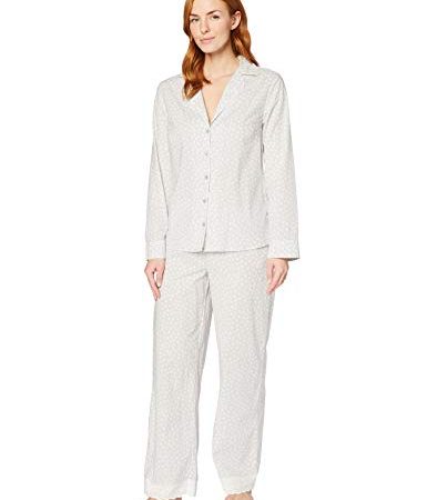 Iris & Lilly Set Pigiama Satinato Donna, Grigio (grigio a pois)., S, Label: S