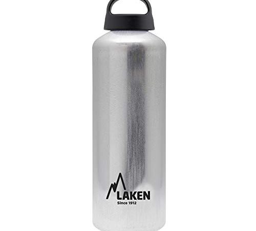 Laken Classic Borraccia di Alluminio Bottiglia d'acqua con Apertura Ampia e Tappo a Vite con Impugnatura, 1 Litro, Argento
