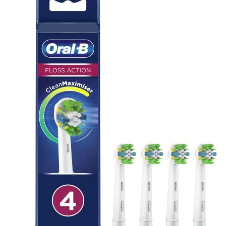 Oral-B FlossAction Testine di Ricambio per Spazzolino Elettrico con Tecnologia CleanMaximiser, Confezione da 4 Pezzi