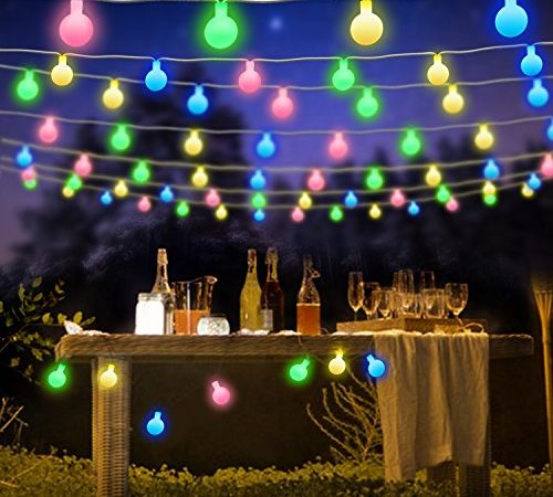 Samoleus Catena Luminosa Esterno, Stringa Luci LED 7M 50 LED, 8 Modi Ghirlanda Luminosa Lampadina Impermeabile con Telecomando e Timer, Luci Natalizie per Interno Festa Giardino Natale (Colore)