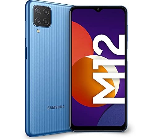 Samsung Galaxy M12 Smartphone Android 11 Display da 6,5 Pollici 4 GB di RAM e 64 GB di Memoria Interna Espandibile Batteria da 5.000 mAh ,Light Blue[Versione Italiana]