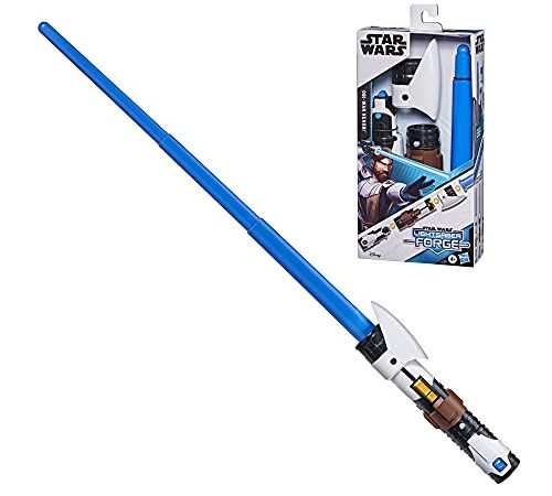 Star Wars Lightsaber Forge, spada laser giocattolo di Obi-Wan Kenobi, di colore blu, allungabile, giocattolo per gioco di ruolo personalizzabile, dai 4 anni in su