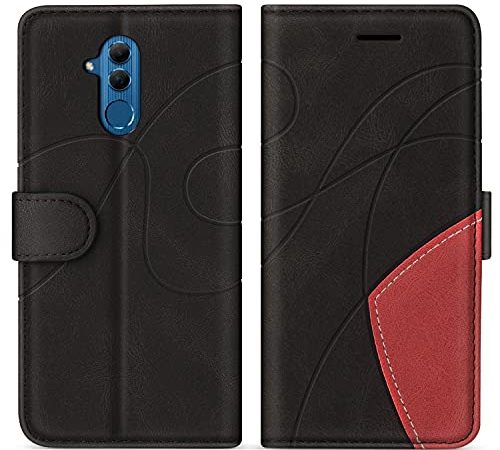 SUMIXON Cover per Huawei Mate 20 Lite, Custodia in PU Pelle per Huawei Mate 20 Lite, Portafoglio Cover a Libro con Chiusura Magnetica e Slot per Carte, Nero