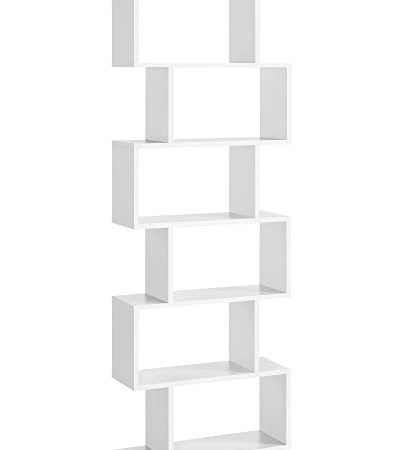 VASAGLE Scaffale a 6 Ripiani, Libreria, Divisorio per Stanza, Organizzatore Autoportante a Cubi, Stile Moderno, per Soggiorno, Camera da Letto, Ufficio, Bianco LBC61WT