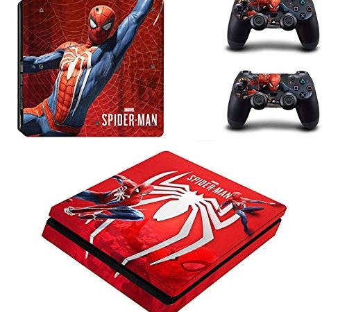 XIANYING Marvel Spider-Man Ps4 Slim Stickers Vinyl Decal Skin Cover Spiderman Sticker for Ps4 Slim Console And Two Controller Skin