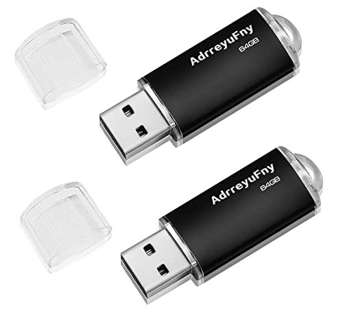 2 Pezzi Chiavetta USB 64GB, Pendrive 64GB Flash Drive USB 2.0 Mini Pennetta USB 64GB Memoria Stick Thumb Drive per Laptop, PC, Tablet (Nero)