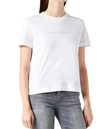 Calvin Klein Jeans Maglietta istituzionale ristretta T-Shirt, Bright White, XS Donna