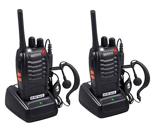 ESYNiC Paio Walkie Talkie Ricaricabile VOX Radio PMR 446MHz 0.5W Frequenza Civile Ricetrasmittente Portatile 16 Canali Singola Banda Woki Toki con USB Caricabatterie per Negozio Sopravvivenza Ciclismo