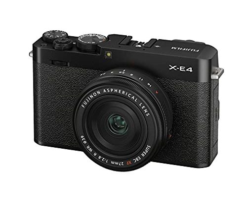 FUJIFILM X-E4, fotocamera digitale mirrorless con obiettivo XF27mmF2.8 R WR, colore: Nero