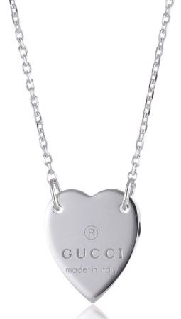 Gucci Trademark - Collana con pendente a forma di cuore, in argento Sterling, con marchio Gucci, rif. YBB223512001