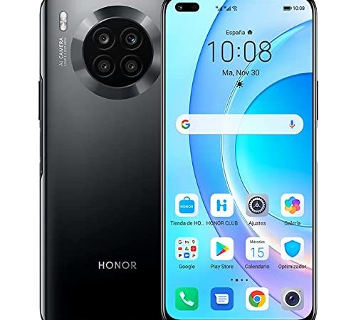 HONOR 50 Lite Smartphone con Google Service, fotocamera da 64 MP, batteria da 4300 mAh, Supercharge da 66 W, display Full View da 6,67", 6 + 128 GB, Nero