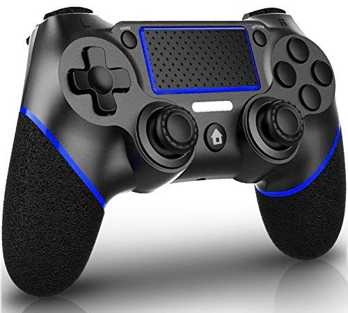 QULLOO Controller Wireless per Ps4, Controller Bluetooth con Doppia Vibrazione / 6-Assi/Jack Audio/TouchPad, Joystick Gamepad Compatibile con Play Station 4 / PRO/Slim (Blu)