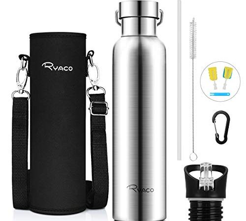 RYACO Bottiglia Termica per Acqua in Acciaio Inox 560ml 750ml 1000ml, Senza BPA, Borraccia Sportiva Sottovuoto a Doppia Parete, Borracce Termiche per Bambini, Scuola, Ufficio, Sport, Palestra