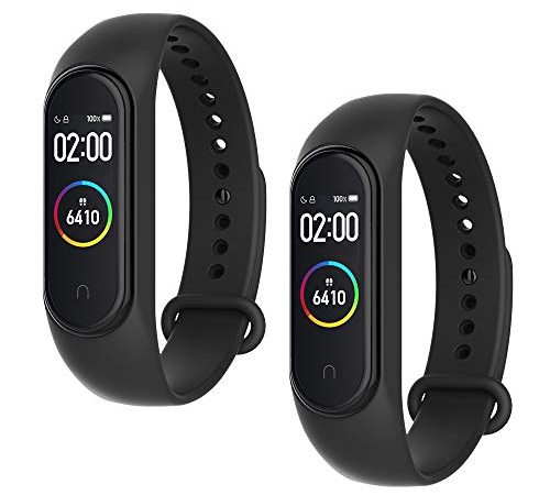 WD&CD Cinturini Compatibile per Mi Band 3/ Mi Band 4, Cinturini in Silicone, Sportivo Colorato Regolabile Bracciali Compatibile per Xiaomi Band 3/4-2 Pezzi (Nero * 2)