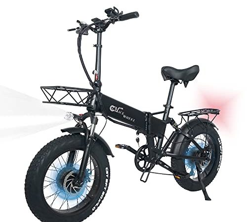 20'' Bici Elettrica Pieghevole (Doppio Motore), Il Potere Più Forte con Batteria Al Litio 17Ah 48V 90KM, Sistema Frenante a Doppio Disco a Sospensione Completa - Adatto per La Montagna