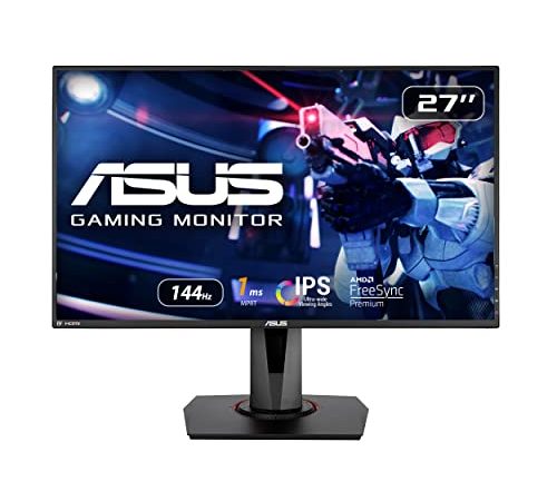 ASUS VG279Q 27'' FHD (1920 x 1080) Gaming Monitor per PC, IPS, 144 Hz, 1 ms MPRT, DP, HDMI, DVI, FreeSync, Filtro Luce Blu, Flicker Free, Certificazione TUV, Nero