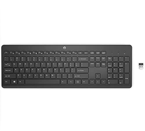 HP - PC Tastiera wireless 230, Tastierino Numerico, 12 tasti funzione, Design Resistente, Profilo Ergonomico, Nera