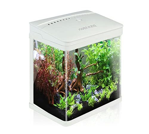 Nobleza - Nano Acquario in Vetro per Pesci Acqua Tropicali con Illuminazione a LED e Filtro Inclusa. 7 Litri, Color Bianco.