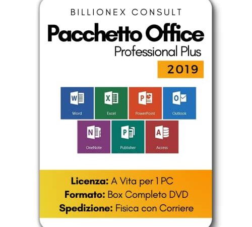 Office 2019 Professional Plus | Box con DVD | Versione Perpetua | Fattura | Garanzia a Vita | 1PC