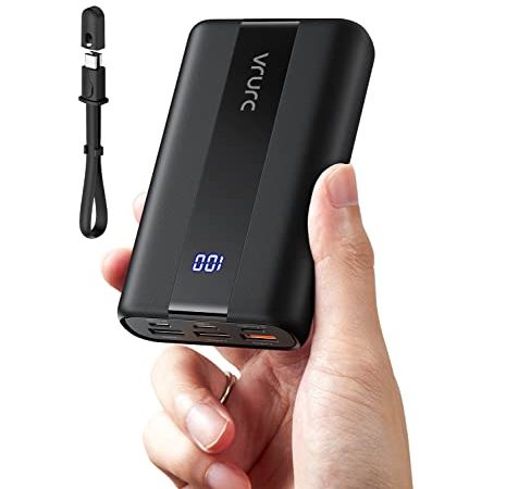 Power Bank Mini 20000mAh 22.5W Ricarica Rapida Caricatore Portatile VRURC Compact Powerbank Carica Veloce USB C PD3.0 QC4.0 Batteria Esterna con 3 uscite e 4 ingressi per iPhone Samsung