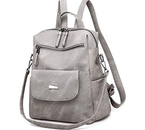 Zaino Casual in Pelle PU,Borsa Scuola Multifunzione,Borse a Zainetto da Donna Moda,Daypack Viaggio Multitasche,Borse Donna a Spalla per Shopping