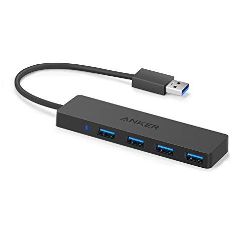 Anker Hub USB 3.0 4 Porte per Trasferimento Dati - Hub USB Multiporta Ultra Sottile (1 cm di spessore) per Trasmissione Dati Alta Velocità (5 Gbps) e Sincronizzazione