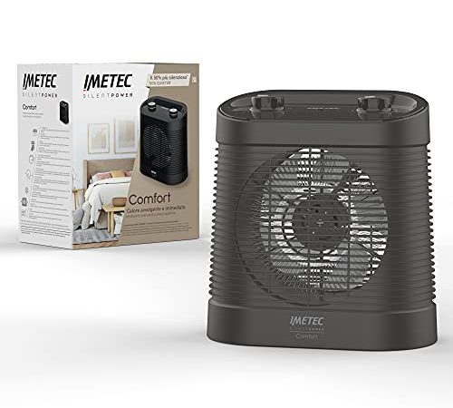 Imetec Silent Power Comfort, Termoventilatore silenzioso e compatto, Stufetta Elettrica, 2100 W, 4 funzioni, termostato ambiente e di sicurezza, funzione antigelo, maniglia