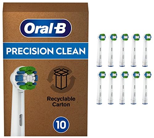 Oral-B Precision Clean Testine Spazzolino Elettrico, Confezione da 10 pezzi, con Tecnologia CleanMaximise, Pacco adatto alla buca delle lettere Bianco