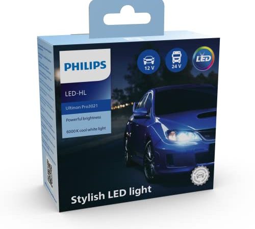 Philips Ultinon Pro3021 LED lampadina fari auto (H7), luce bianca fredda da 6.000K, confezione doppia