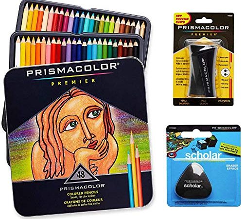 48 pastelli colorati Prismacolor Premier con temperino e gomma priva di lattice Scholar