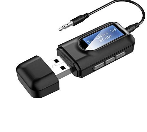 bluetooth usb Adattatore bluetooth trasmettitore bluetooth ricevitore bluetooth,Bluetooth5.0 Mini LCD Display 3in1 con 3.5mm AUX Adattatore Audio per TV/PC/Cuffie/Altoparlanti/Autoradio/Stereo