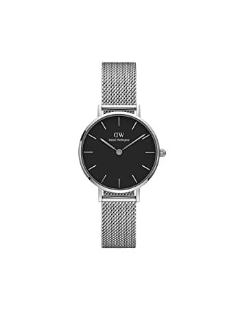 Daniel Wellington Petite Sterling Orologio Donna, 28mm, in Maglia, Argento