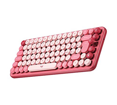 Logitech POP Keys Tastiera Meccanica Wireless con Tasti Emoji Personalizzabili, Design Compatto Durevole, Connettività Bluetooth/USB, Compatibilità Multidispositivo e OS, Layout Italiano, Heartbreaker