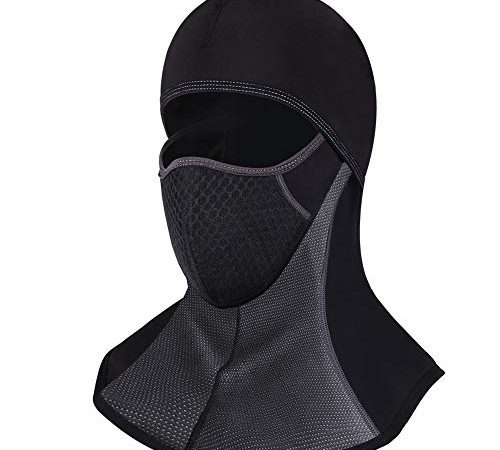 ROTTO Passamontagna Moto Balaclava Nero Sci Snowboard Bici Mask Impermeabile Termico A Prova di Vento Dimensioni Universali (Nero-B(Senza Cerniera))