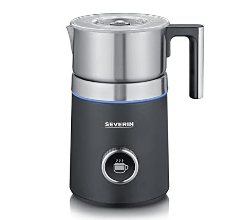 SEVERIN SM 3587 Spuma Plus Montalatte con Capienza 700ml, 13 Programmi Automatici, Monta fino a 350ml e scalda fino a 700ml di latte, Montalatte Elettrico 500 W, Acciaio inox/Nero